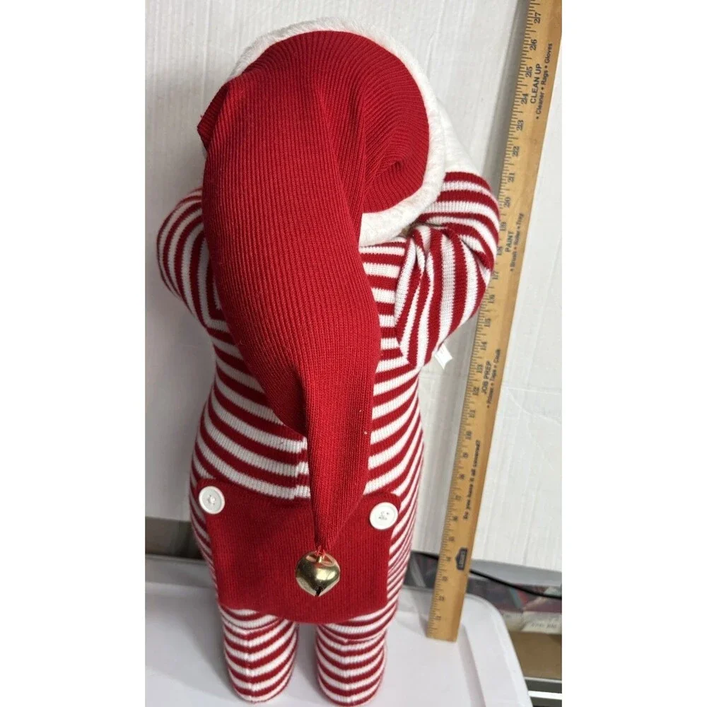 Vintage Peek A Boo Christmas Cloth Doll Red White Stripe Santa As Is 26 Decor